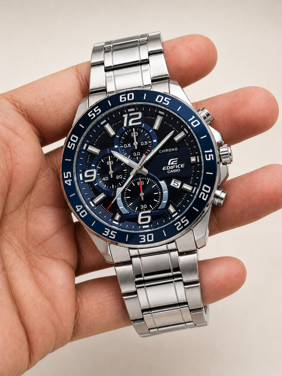 Cronografo Elite - Plata caratula negro-azul