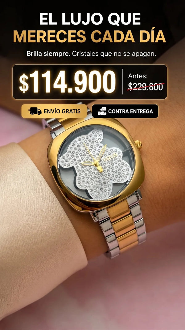 Reloj con diseño de oso y cristales