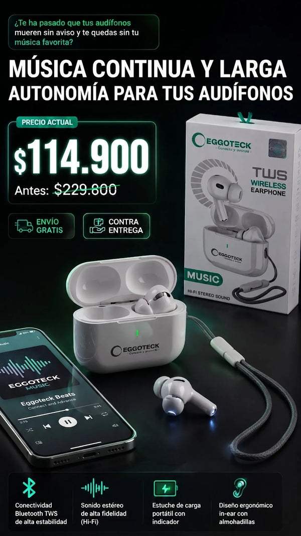 Audífonos Inalámbricos TWS Pro - Eggoteck