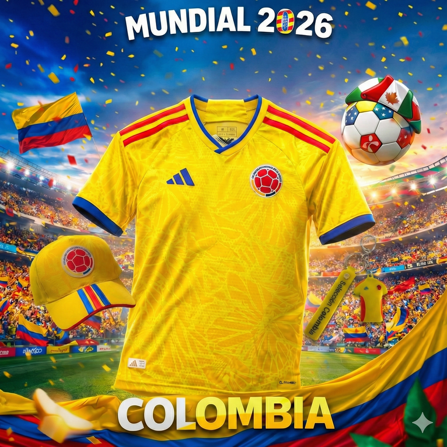 El Outfit Perfecto: Combo Oficial camiseta + gorra + llavero Colombia 2026