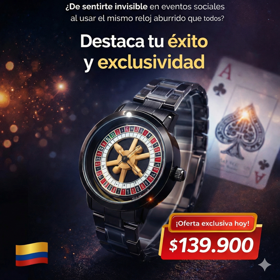 Combo Exclusivo Casino 🎰: Reloj Ruleta Giratoria 3D + Cartas y Dados 🎲🃏